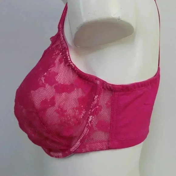 Cacique hot pink lace underwire bra size 38DD - Picture 9 of 11